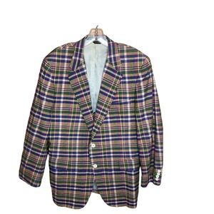 Corbin, Ltd. Preppy Plaid Sport Jacket Blazer Size 42 Regular